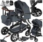 tectake Kombi-Kinderwagen Mats, klappbar, mit 5-Punkt-Gurt, Schutzb&uuml;gel und