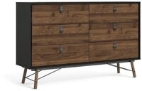 Tvilum Kommode Rye Kommode breit 6 Schubladen mattschwarz, Walnus