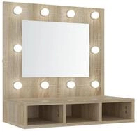 vidaXL Badezimmerspiegelschrank Spiegelschrank mit LED Sonoma-Eiche 60x31,5x62...