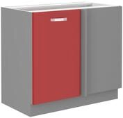 K&uuml;chen-Preisbombe Eckunterschrank 105 cm K&uuml;che Rose Rot Hochglanz + Grau