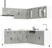 vidaXL Schrankmodule 11-tlg. K&uuml;chenschrank-Set Lucca Betongrau Holzwerkstoff
