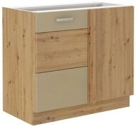 K&uuml;chen-Preisbombe Eckunterschrank 105cm Eiche Artisan Cappuccino Hochglanz