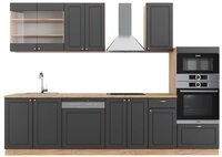 Vicco K&uuml;chenzeile Fame-Line, Anthrazit Landhaus/Goldkraft Eiche, 300 cm mit