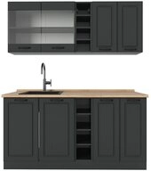 Vicco K&uuml;chenzeile R-Line, Anthrazit Landhaus/Anthrazit, 160 cm, AP Eiche