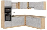 Vicco Winkelk&uuml;che R-Line, Beton/Goldkraft Eiche, 247 x 237 cm, AP Eiche