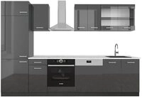 Vicco K&uuml;chenzeile R-Line, Anthrazit Hochglanz/Anthrazit, 300 cm, AP Marmor