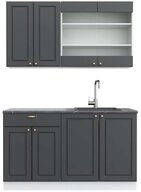 Vicco K&uuml;chenzeile Fame-Line, Anthrazit-Gold/Wei&szlig;, 140 cm, AP Anthrazit