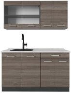 Vicco K&uuml;chenzeile R-Line, Edelgrau/Anthrazit, 140 cm, AP Marmor
