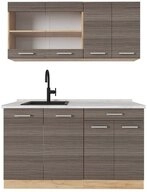 Vicco K&uuml;chenzeile R-Line, Edelgrau/Goldkraft Eiche, 140 cm, AP Marmor