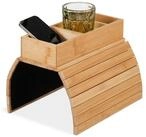 relaxdays Tablett Sofatablett Bambus mit 3 F&auml;chern, Bambus