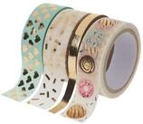 Folia Bastelband ignore, 4er-Set, Mint/Gold