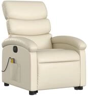 vidaXL Sessel Massagesessel mit Aufstehhilfe Elektrisch Creme Kunstleder (1-St)