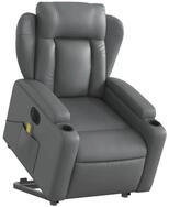 vidaXL Sessel Massagesessel mit Aufstehhilfe Elektrisch Grau Kunstleder (1-St)