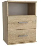 Masseno Nachttisch NOCTA 48 cm Nachtschrank mit 2 Schubladen Eiche Sonoma braun...