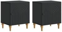 vidaXL Nachttisch 43 x 34,5 x 50 cm Nachttisch 2er Set Nachtschrank Schwarz