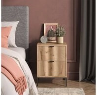 Vicco Nachtschrank Eliza, Viking Oak/Schwarz, 40 x 55.4 cm mit 2 Schubladen...