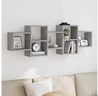 vidaXL Regal, Wandregal Betongrau 129x18x42 cm Holzwerkstoff
