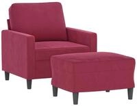 vidaXL Sofa Sessel mit Hocker Weinrot 60 cm Samt, 1 Teile
