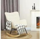 HOMCOM Schaukelstuhl Sessel mit Samtoptik, Armlehne, Holzkufen (Schaukelsessel,...