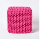 Homescapes Pouf Gestrickter Sitzw&uuml;rfel 100% Baumwolle, pink