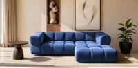 Fun M&ouml;bel Ecksofa Designersofa BLANCHE in Stoff Bluvel oder Puente, Ottomane...