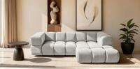 Fun M&ouml;bel Ecksofa Designersofa BLANCHE in Stoff Bluvel oder Puente, Ottomane...