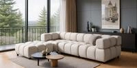 Fun M&ouml;bel 3-Sitzer Designersofa FLOW inkl.1xPolsterhocker in Stoff Bluvel, mit
