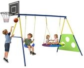 AIYAPLAY Schaukelgestell mit Nestschaukel Basketballkorb Fu&szlig;balltor U-Schaukel