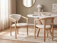 WFL GROUP Esszimmerstuhl Kalla 4er Set Creme Boucle Polsterstuhl aus Massivem