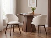 WFL GROUP Esszimmerstuhl Melie 2er Set Creme Chenille Polsterstuhl mit...