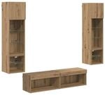 vidaXL TV-Wand, TV-Wandm&ouml;bel Wandmontiert 6 pcs Artisan-Eiche Holzwerkstoff
