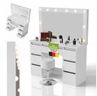 Juskys Schminktisch Lilia (2-St), LED-Beleuchtung, inklusive Hocker, viel...