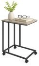 relaxdays Beistelltisch mit Rollen C Form, Schwarz-Grau