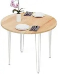 LAMO Manufaktur Esstisch Esstisch rund 90 cm St&auml;rke: 28mm, Farbe: Natur, Beine: