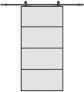 vidaXL Schiebet&uuml;r Schiebet&uuml;r mit Beschlag Schwarz 102,5x205 cm ESG-Glas