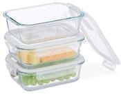 relaxdays Frischhaltedose Glasbeh&auml;lter mit Deckel im Set, Glas, (3-tlg), 3 x...