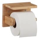 relaxdays Toilettenpapierhalter Bambus Toilettenpapierhalter mit Ablage