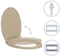 vidaXL WC-Sitz, Toilettensitz mit Absenkautomatik Beige Oval