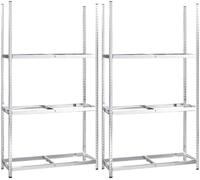 vidaXL Regal, Reifenregale mit 3 B&ouml;den 2 Stk. Silbern 110x40x200 cm Stahl