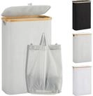 YOUDENOVA W&auml;schesortierer W&auml;schekorb mit Deckel 48L faltbarer Bambus Laundry...