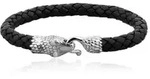 Kuzzoi Armband Herren Echtleder Schlange Geflochten 925 Silber