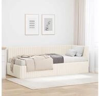 vidaXL Bettgestell, Eckbettgestell mit Matratze mit Kopfteil 2 pcs Creme Samt