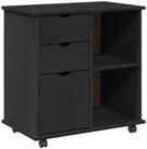 vidaXL Rollcontainer Rollschrank 63,5 x 39 x 65,5 cm Massivholz Kiefer Schwarz,...