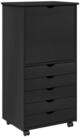 vidaXL Schranksystem Rollschrank 53 x 39 x 103 cm Massivholz Kiefer Schwarz...