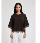 Smith & Soul T-Shirt mit Spitzendetails, Boxy Fit braun M (38)