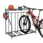 relaxdays Fahrradst&auml;nder Boden mit Korb, anthrazit., 4 Fahrr&auml;der grau 120 cm...