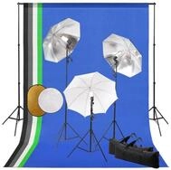 vidaXL Fotohintergrund Fotostudio Set mit Leuchten Schirmen Hintergrund...