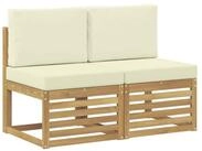 vidaXL Sofaelement 2 St&uuml;ck Outdoor Mittelsofa Massivholz Wei&szlig; (2 St)