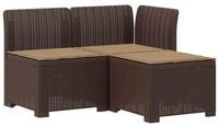 vidaXL Sofaelement 3-Sitzer Garten Sofa mit Kissen Rattan-Look PP Braun