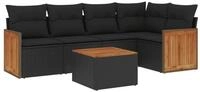 vidaXL Gartenlounge-Set 6-tlg. Garten-Sofagarnitur mit Kissen Schwarz Poly...